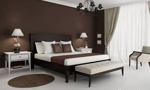 اتاق خواب با تم قهوه‌ای