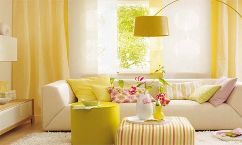 ست کردن اتاق با پرده زرد