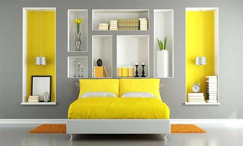 طراحی اتاق با رنگ زرد 