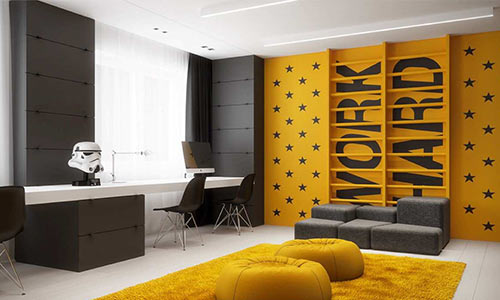 دیزاین جذاب اتاق با رنگ زرد