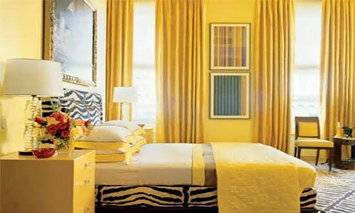 طراحی زیبای اتاق زرد و سفید